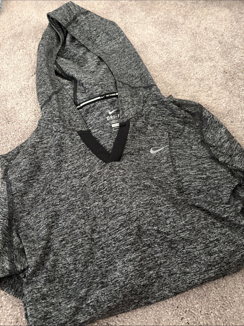Nike Women’s Gray Heather Dri-FIT Hooded V-Neck Hoodie